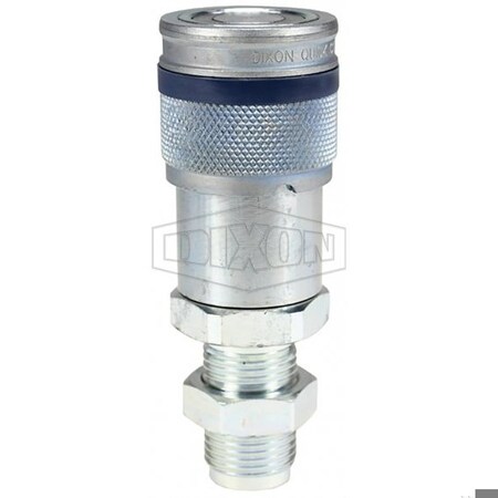 Dixon DQC HT Flushface Male Bulkhead Coupler, 1-1/6-12 Nominal, Male JIC BH, Steel 4HTJB6